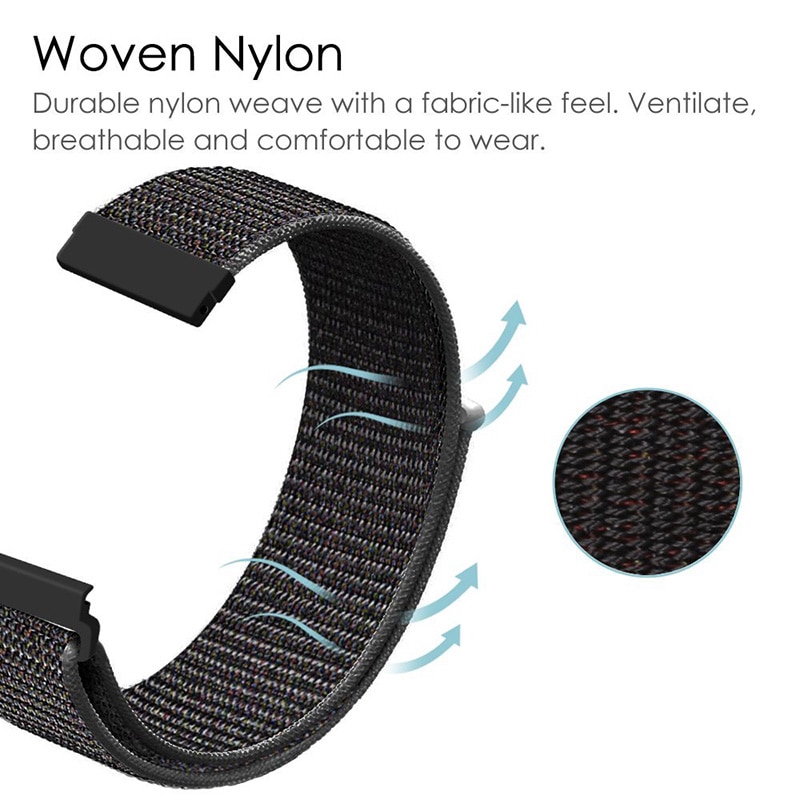 20mm Nylon Loop Woven Strap for Xiaomi Huami Amazfit Bip BIT Lite Youth 1S U Smart Watch Wearable Wrist Bracelet Watchband