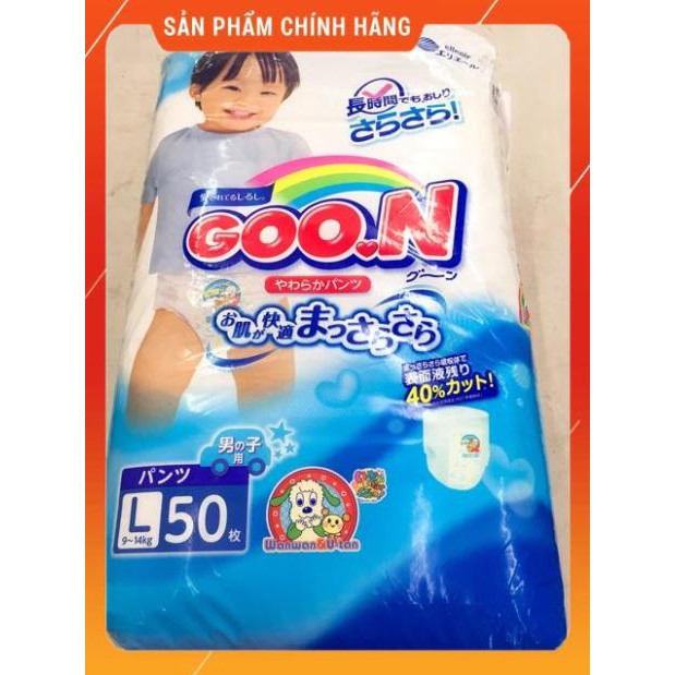 Hàng auth Tã quần Goon size L 50 miếng bé trai (9-14kg)