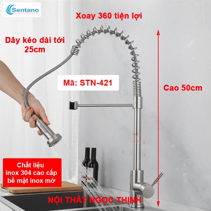Vòi rửa chén Nóng Lạnh Dây Kéo Rút Tiện lợi Sentano Vòi xoay 360 đa dạng mẫu mã