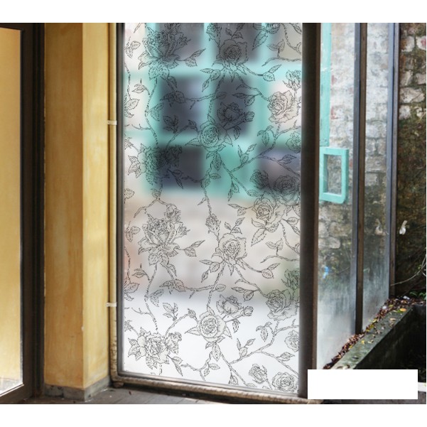 Decal Dán Kính Cao Cấp - Hoa Hồng Xám cực đẹp ( 60x116cm )