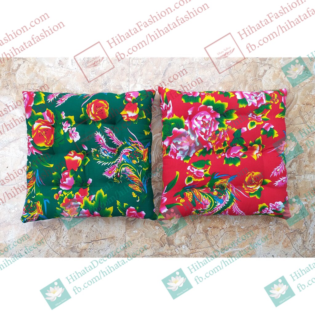 Đệm chần bông họa tiết con công - hàng cao cấp Hihata Décor