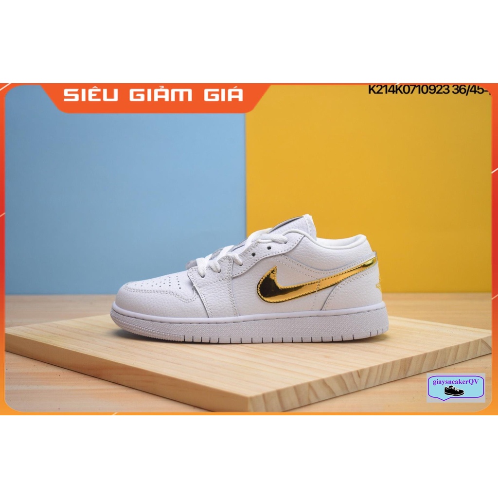 Giày thể thao Jordan 1 Low White Metallic Gold  vàng bóng siêu đẹp, hot hit dành cho nam nữ
