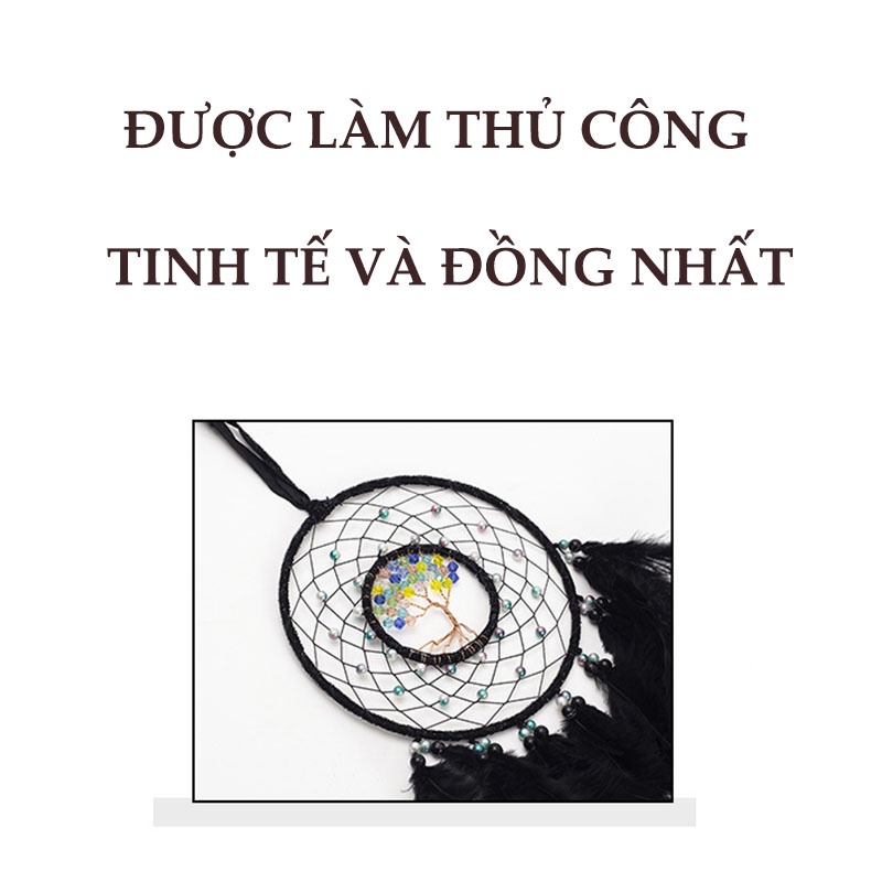 Vòng Giấc Mơ Dreamcatcher Đính Lông Vũ Trang Trí Vintage