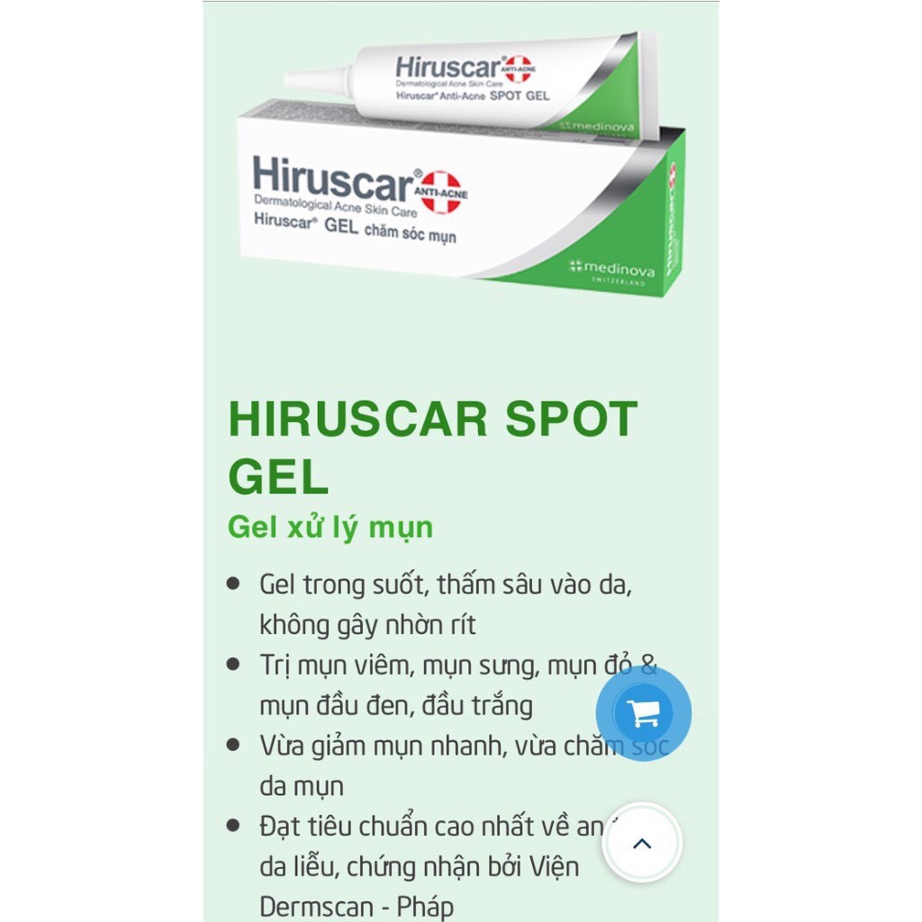 Gel xử lý mụn Hiruscar Anti-Acne Spot Gel+ 10g