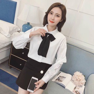 Áo sơ mi nữ kèm nơ chất đẹp