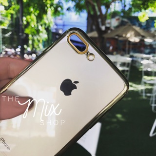 Ốp lưng dẻo trong suốt viền Vàng iPhone (themixshop)