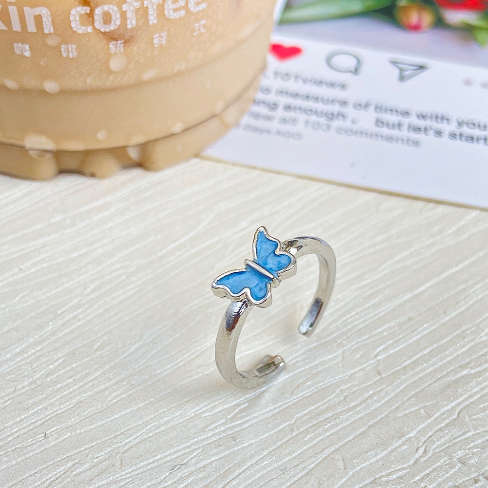 Nhẫn hợp kim mặt hình bướm xinh xắn thời trang