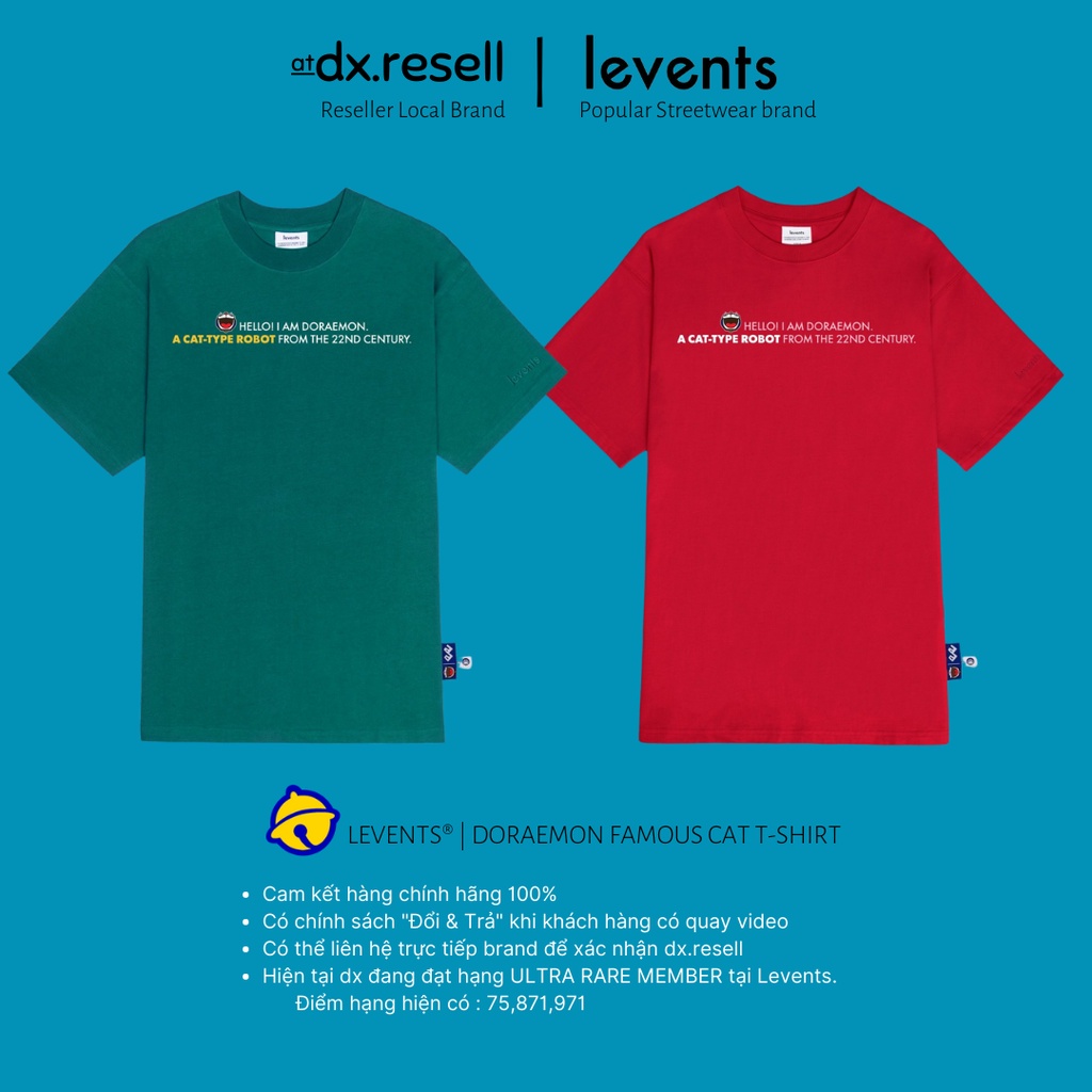 Áo Thun Levents® DORAEMON FAMOUS TEE (GREEN / RED) Unisex dx.resell