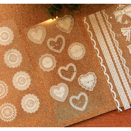 1 Cuộn Nhãn Dán Trang Trí Bánh Trong Suốt Họa Tiết Ren Trắng Phong Cách vintage diy