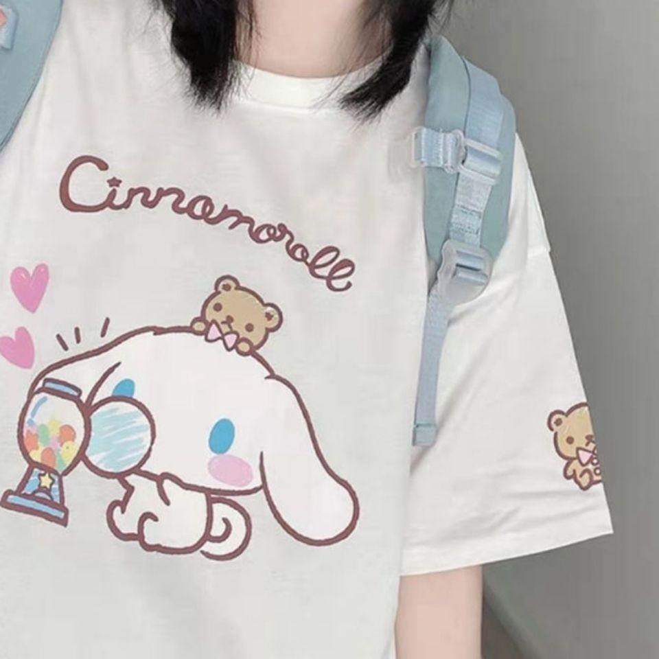 Áo Thun Tay Ngắn Cổ Tròn In Hình Chú Chó Cinnamon Dễ Thương Thời Trang Mùa Hè Cho Nữ