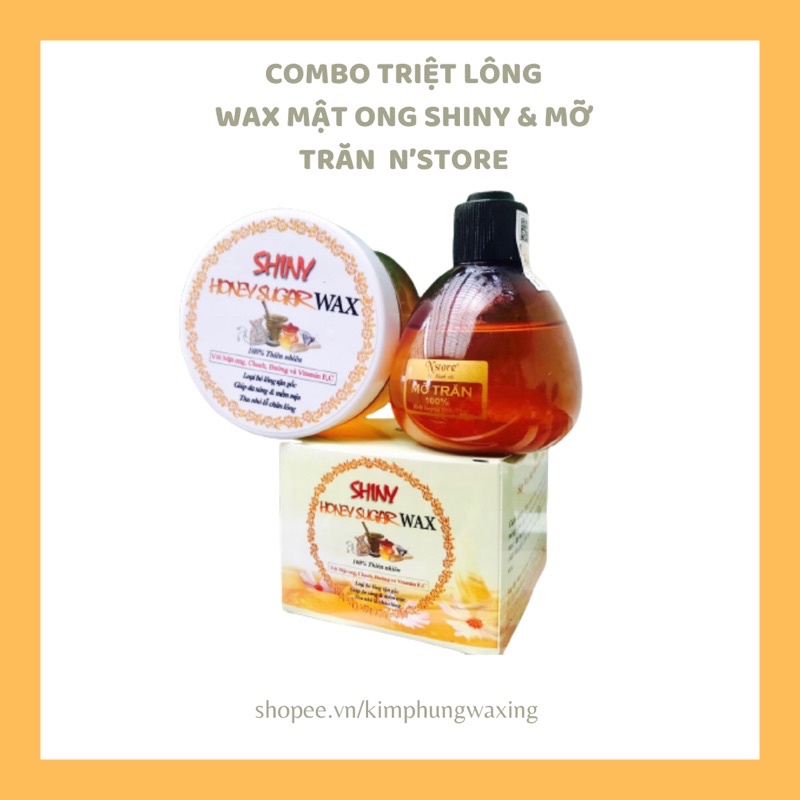 COMBO TRIỆT LÔNG WAX  MẬT ONG SHINY VÀ MỠ TRĂN N’STORE 100% LÀNH TÍNH, TRIỆT LÔNG TAY, CHÂN,NÁCH,..