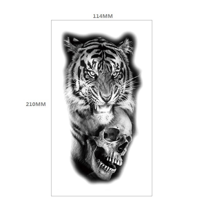 Hình Xăm Dán Tạm Thời Henna Skeleton King Animal Tatoo Màu Đen Cho Nam Và Nữ
