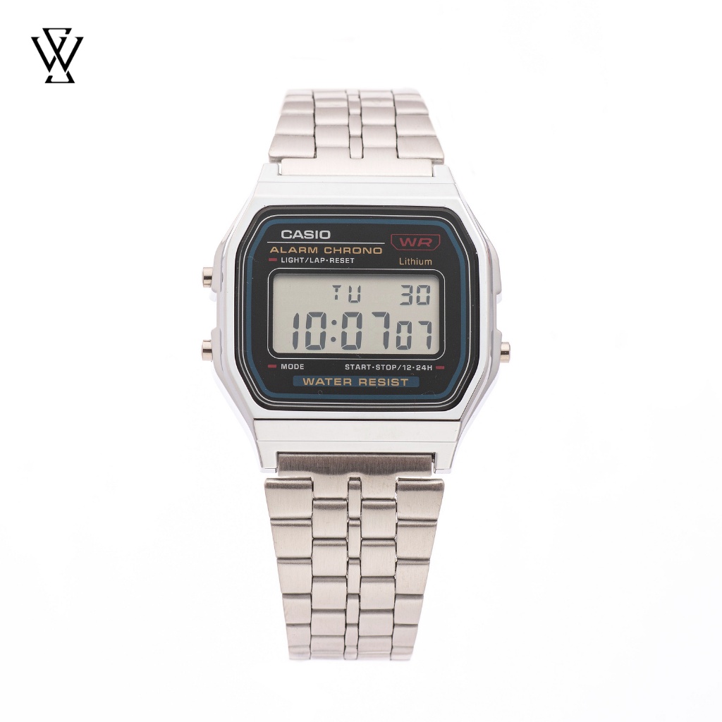 Đồng Hồ Điện Tử Nam Casio WATCHSTORE A159WA-N1DF Thiết Kế Mặt Kính Nhựa 33.2mm, Dây Kim Loại, Vỏ Mạ Crom Chắc Chắn