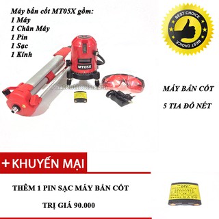 Máy cân mực laser 5 tia đỏ mt05x tặng kèm 01 pin sạc