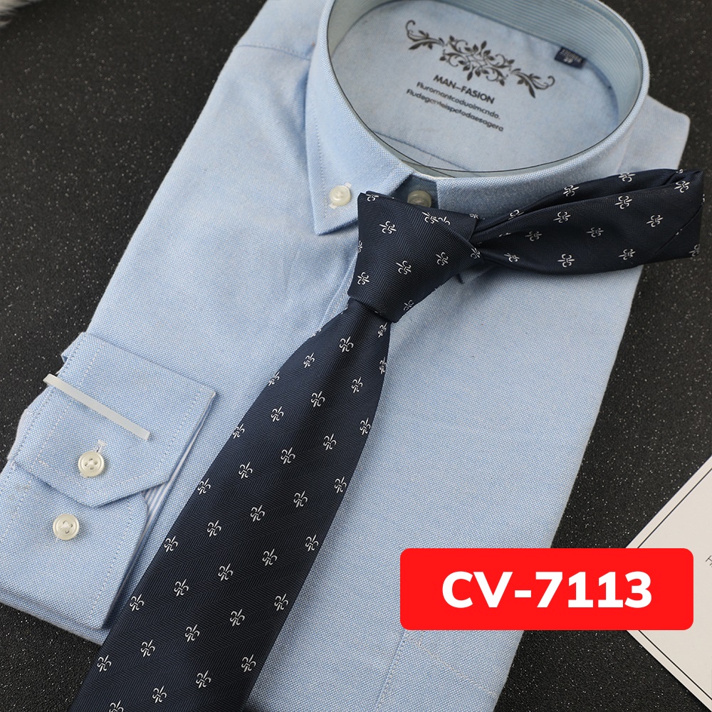 Cravat Nam cỡ trung 7cm cao cấp nhiều mẫu lựa chọn, cà vạt chú rể, Cavat dự tiệc, Calavat công sở CV-7113