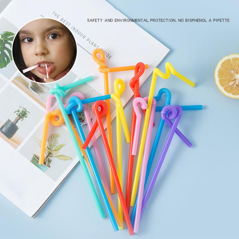 Set 100 Ống Hút Nhựa Dài 8 Inch Nhiều Màu Sắc Dùng Một Lần