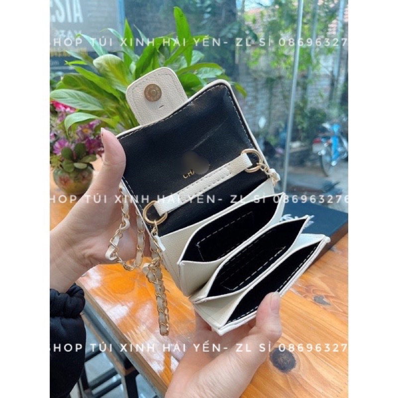 túi đeo chéo, túi mini trần trám logo vàng, ví nhiều ngăn dễ thương, cute tiện dụng