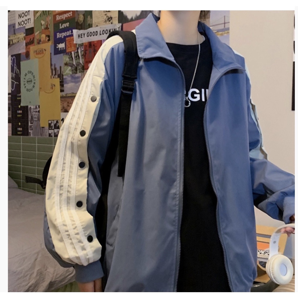 Áo bomber , áo gió 2 lớp cúc bấm sọc vai có 3 màu form rộng unisex