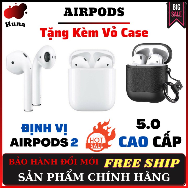 [AIRPODS 2]⚡️Tai Nghe Bluetooth Phiên Bản Cao Cấp Nhất - Tặng Kèm Vỏ Đẹp [BẢO HÀNH ĐỔI MỚI] - HunaStore