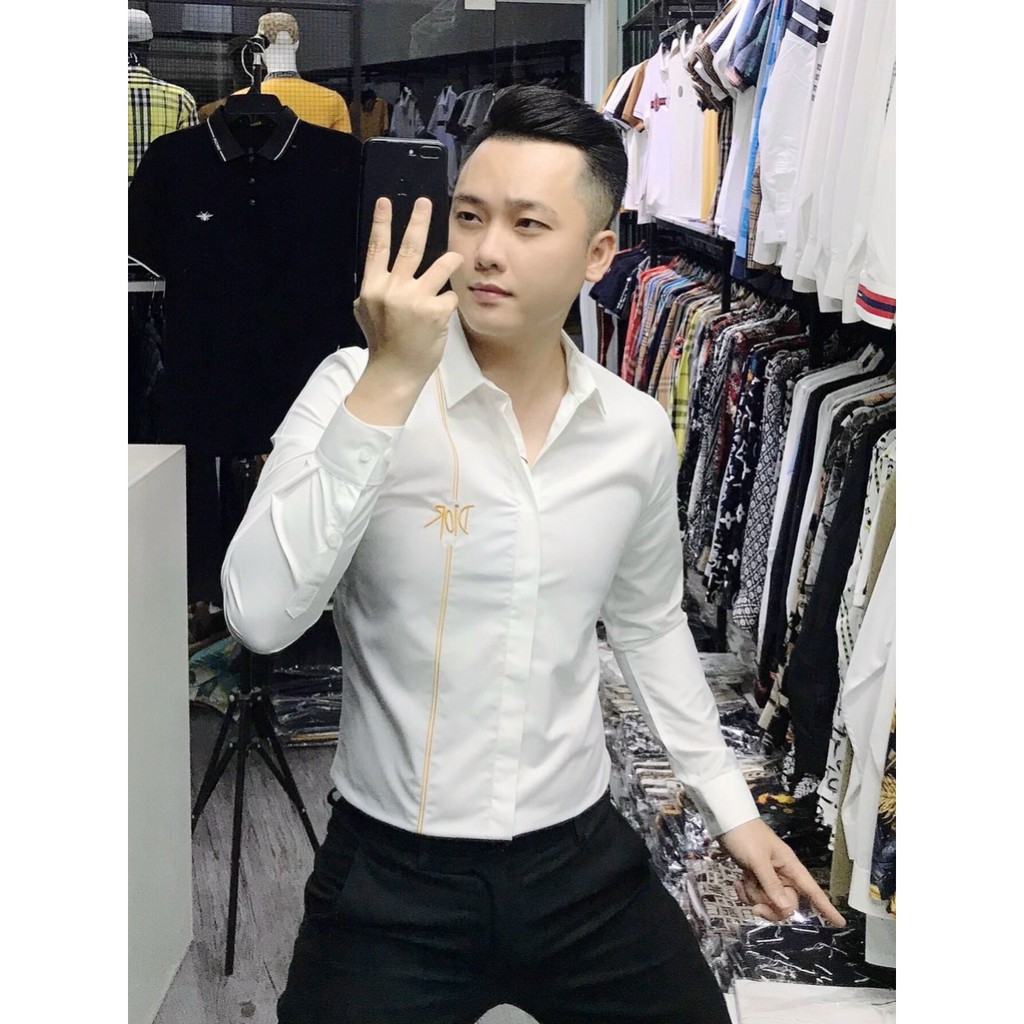 Áo Sơ Mi Nam Dài Tay Vải Lụa Cao Cấp, Áo Sơ Mi Trắng Họa Tiết Đơn Giản Dáng Ôm Form Body, T-man | BigBuy360 - bigbuy360.vn