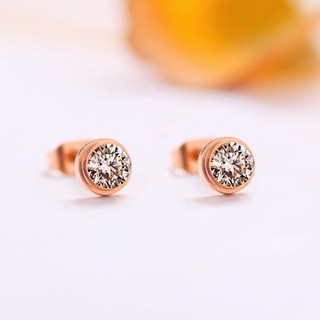 Bông tai titan cubic zircon màu vàng hồng