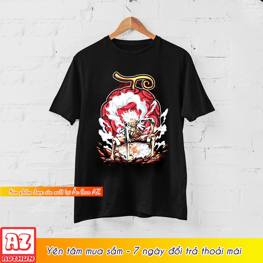 Áo thun one piece in hình luffy gear 5 nika màu đen  - có size trẻ em M3087