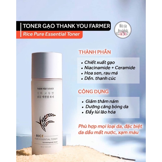 Toner gạo tươi THANK YOU FARMER Rice Pure Essential Toner