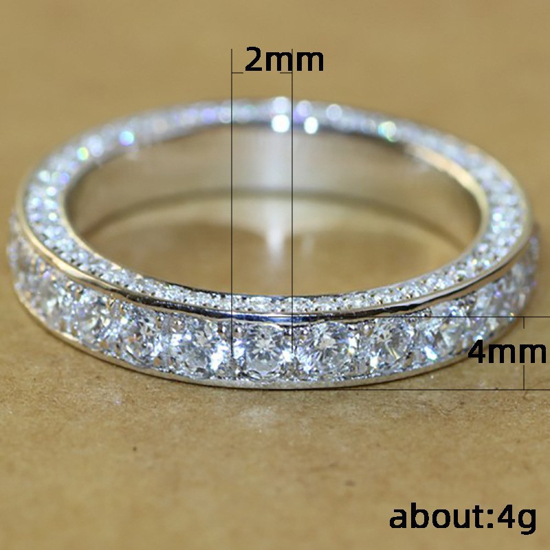 weiweijewelry/Nhẫn vàng trắng thời trang cho nữ-Nhẫn đính hôn kim cương đá quý trắng tự nhiên