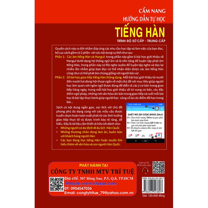 Sách - Cẩm nang hướng dẫn tự học tiếng Hàn trình độ sơ cấp - trung cấp