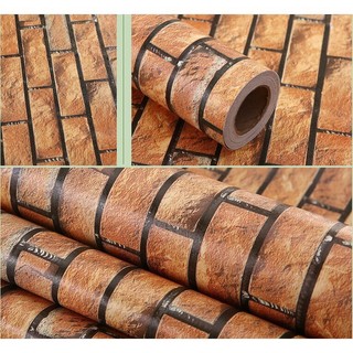 Decal giấy dán tường đá dọc nâu