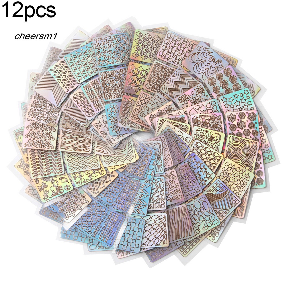 Bộ 6/12/24 giấy mẫu vẽ trang trí móng tay DIY tiện dụng