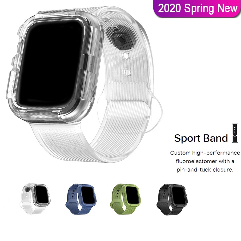 Dây Đeo Tpu Mềm Chống Sốc Cho Đồng Hồ Thông Minh Apple Watch Series 4 5 Iwatch 2 Trong 1 Kích Thước 40 44mm