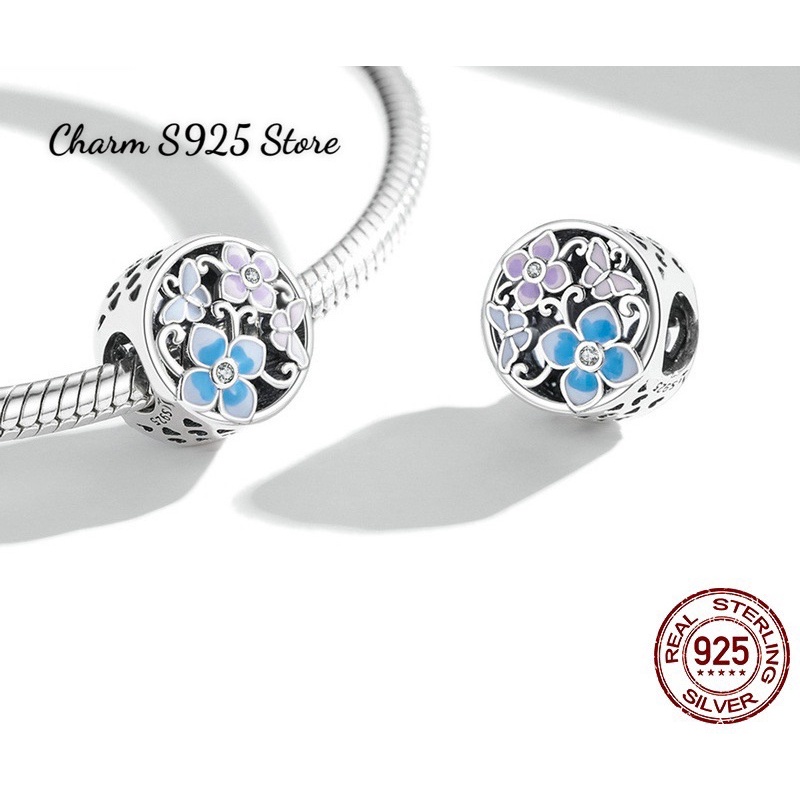 CHARM XỎ NGANG HƯƠNG HOA XUÂN BẠC S925 HÀNG CHÍNH HÃNG CAO CẤP