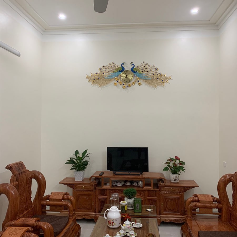 Đồng Hồ Treo Tường Trang Trí con chim công khổng tước Shouse A999 decor đẹp phòng khách kim trôi cao cấp nghệ thuật