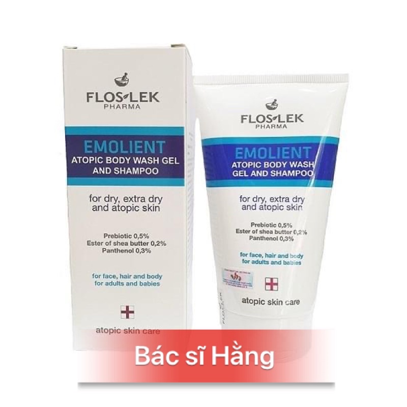 ✅[CHÍNH HÃNG] GEL TẮM GỘI DỊU NHẸ EMOLIENT ATOPIC BODY ỨAH FLOSLEK PHARMA 150ML