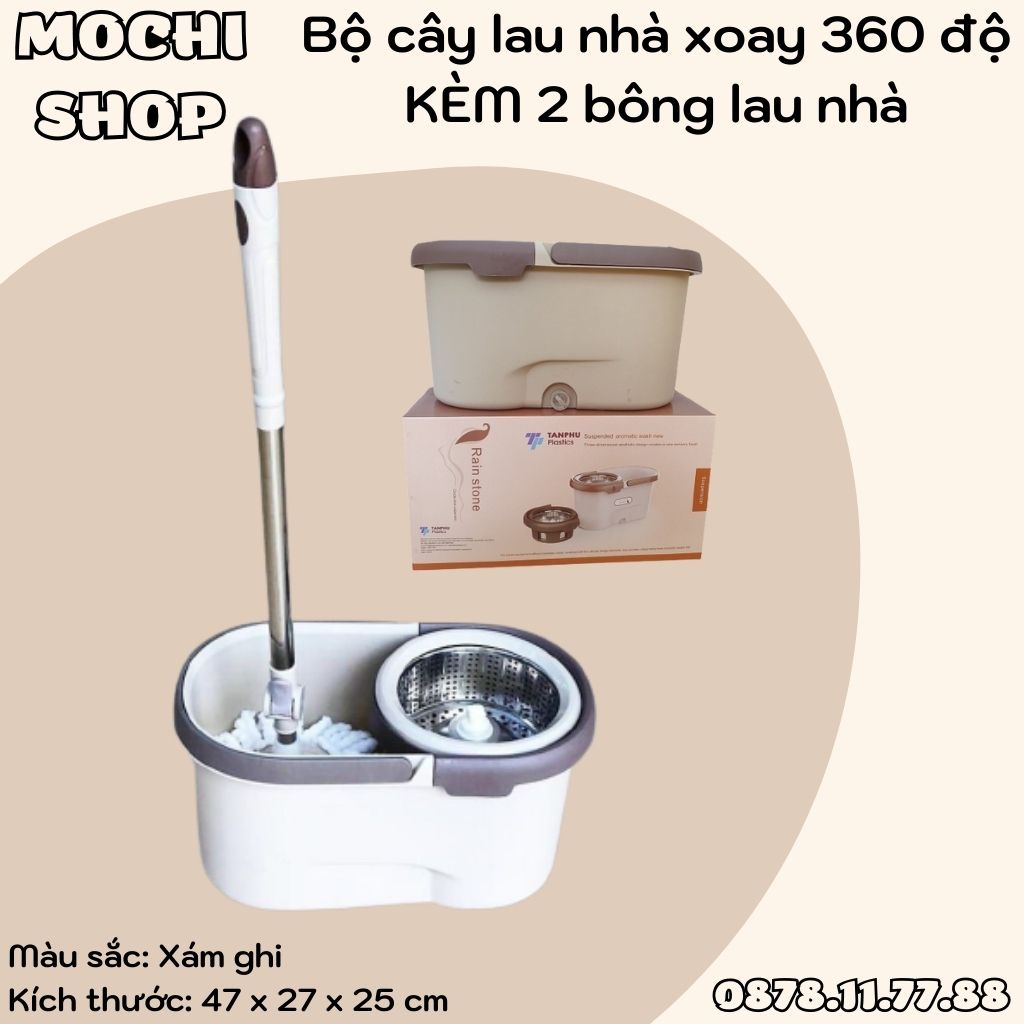 Bộ Cây Lau Nhà Thông Minh XOAY 360 ĐỘ 2 Ngăn INOCHI Thiết Kế Kèm Thùng Vắt Với Nhiều Công Dụng Vượt Trội