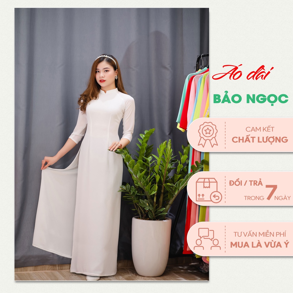 Áo Dài Truyền Thống, Màu Trắng, Lụa Chiffon Cao Cấp, Không Nhăn, Không Xù