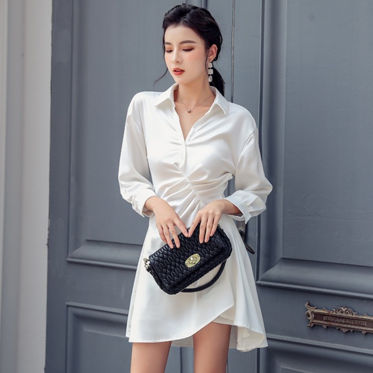 ĐẦM DÁNG XÒE, ĐẦM TRẮNG SƠ MI DÁNG XÒE VẢI LỤA HÀNG NHẬP QUẢNG CHÂU | BigBuy360 - bigbuy360.vn