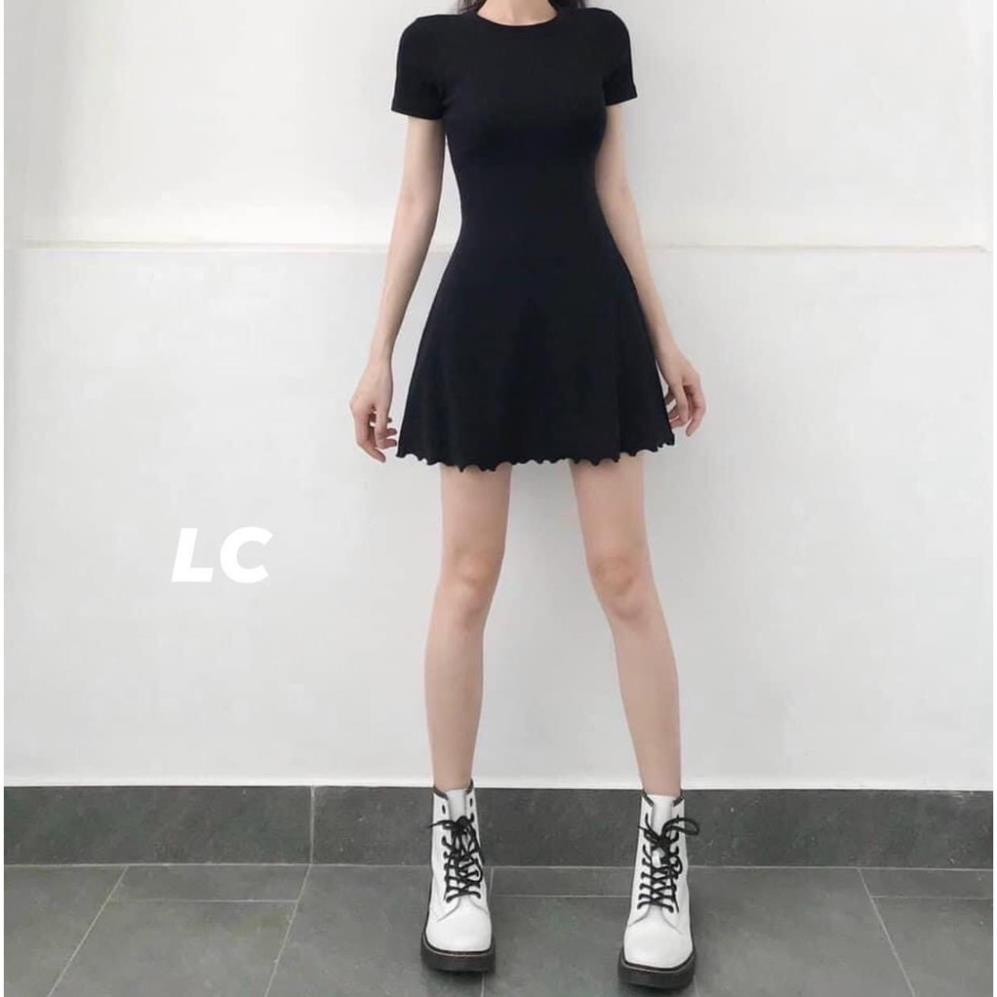 Đầm Thun Ôm Dáng Ngắn Đuôi Bèo - BaoBao.Clothing Nữ [FREESHIP] - Váy thun nữ body chân váy xòe Ulzzang  ྇