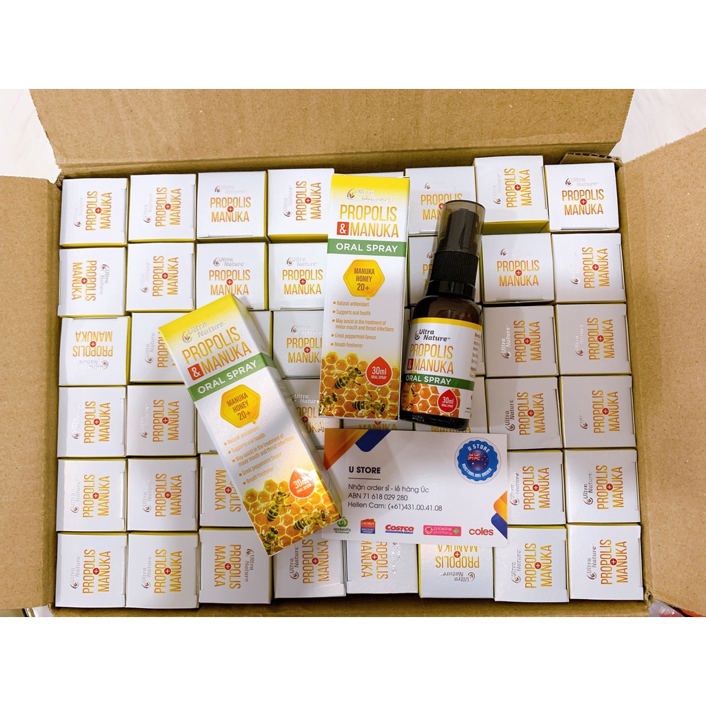 Xịt Keo Ong Manuka Honey 20+ Ultra Nature Propolis&Manuka 30ml thích hợp cho bé/trẻ trên 2 tuổi
