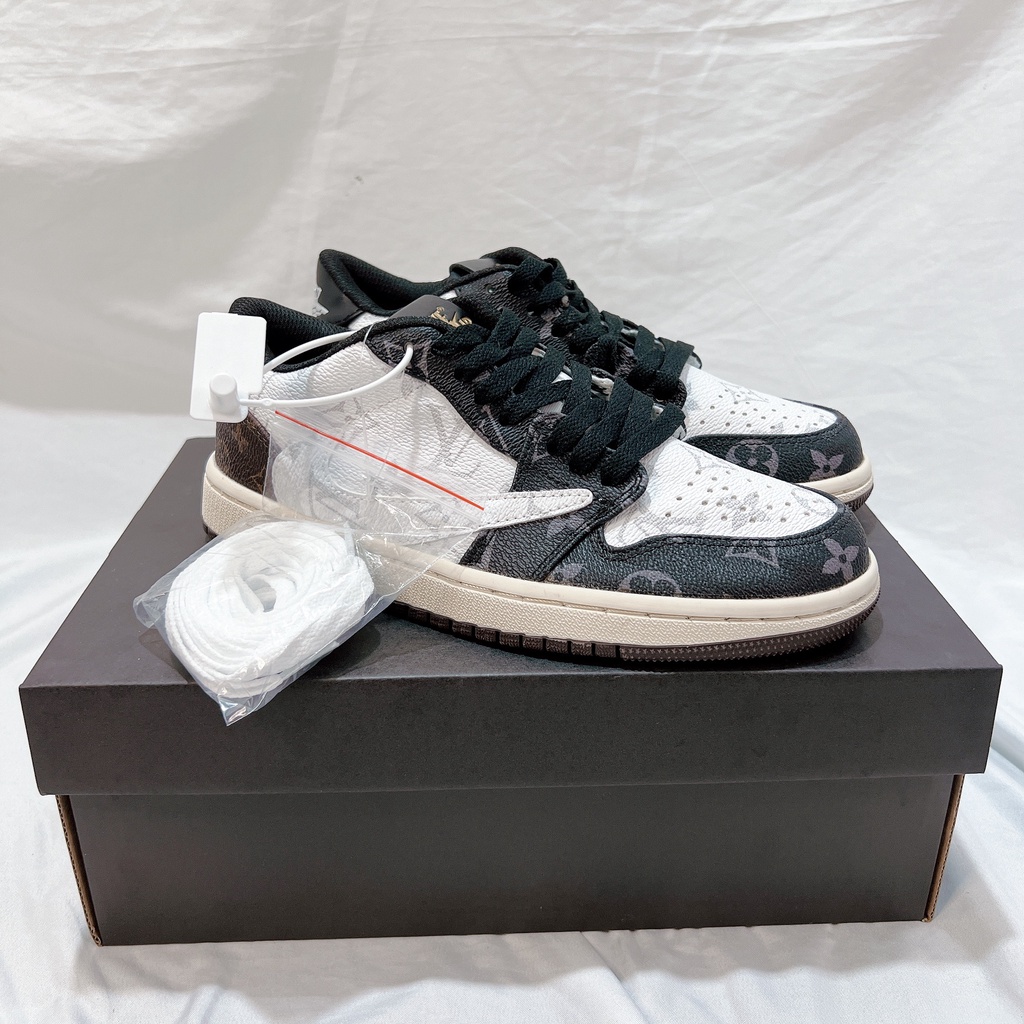 Giày Thể Thao Nam Nữ Ngô Thắng JD Thấp Travis Nâu Đen Trắng