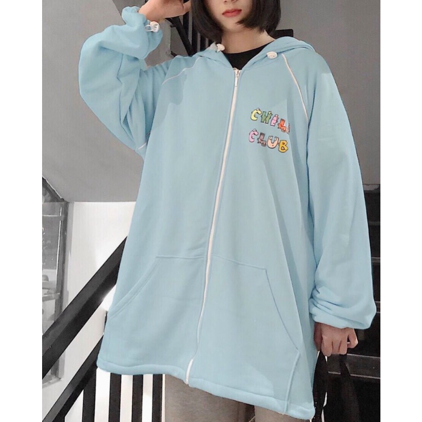 Áo khoác nữ Hoodie form rộng Khóa Dây Kéo IN Chữ Siêu Cute TP [NewUnisex]