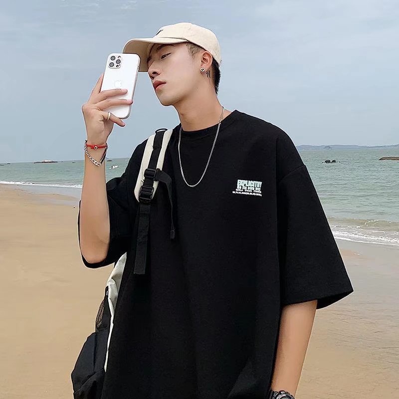 Áo Thun Tay Ngắn Dáng Rộng In Hình Phong Cách Hip hop Thời Trang Mùa Hè Cá Tính Cho Nam