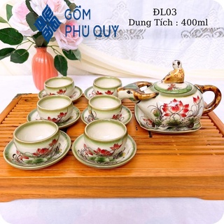Bộ Ấm Trà 🎁 Gốm Sứ Bát Tràng 🎁 Bộ Ấm Chén,trâu Bé Hoả Biến Đẹp Cao Cấp Decor Gomphuquy Đl03