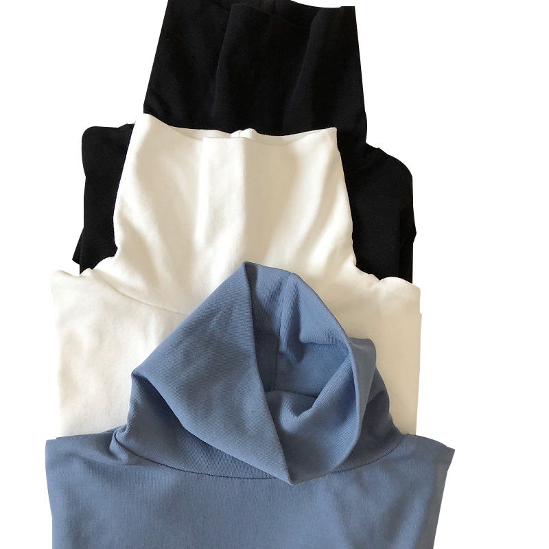 Áo Thun Nữ Tay Dài Cổ Cao Màu Trơn Phong Cách Hàn Quốc