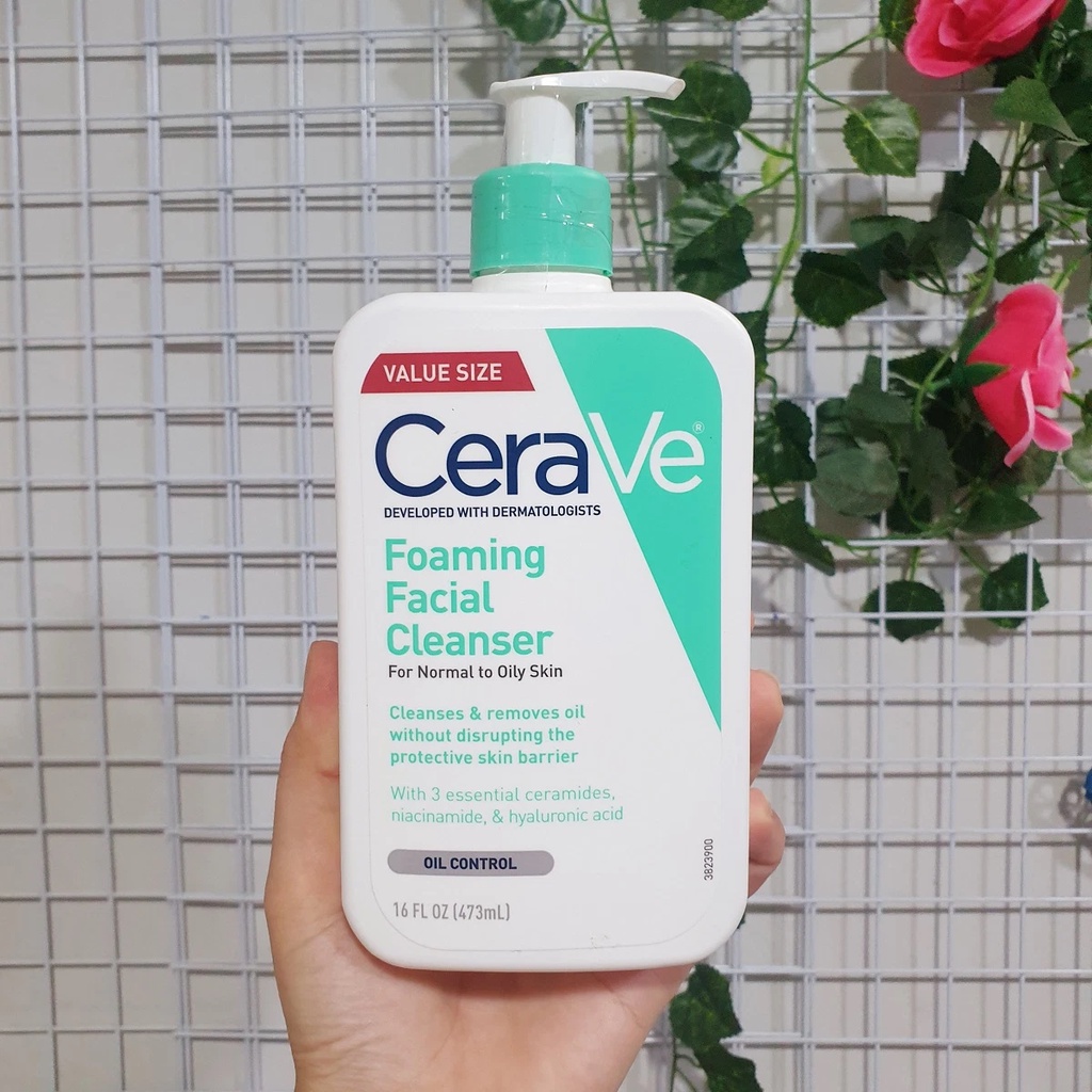 Sữa rửa mặt CeraVe dành cho da thường và da dầu CeraVe Foaming Facial Cleanser 236ml, 355ml, 473ml