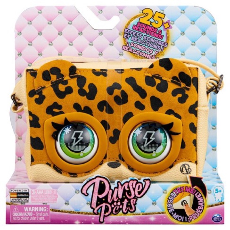 Túi Purse Pets hoạ tiết da báo sang xịn có chức năng hàng xuất UK của Spinmaster