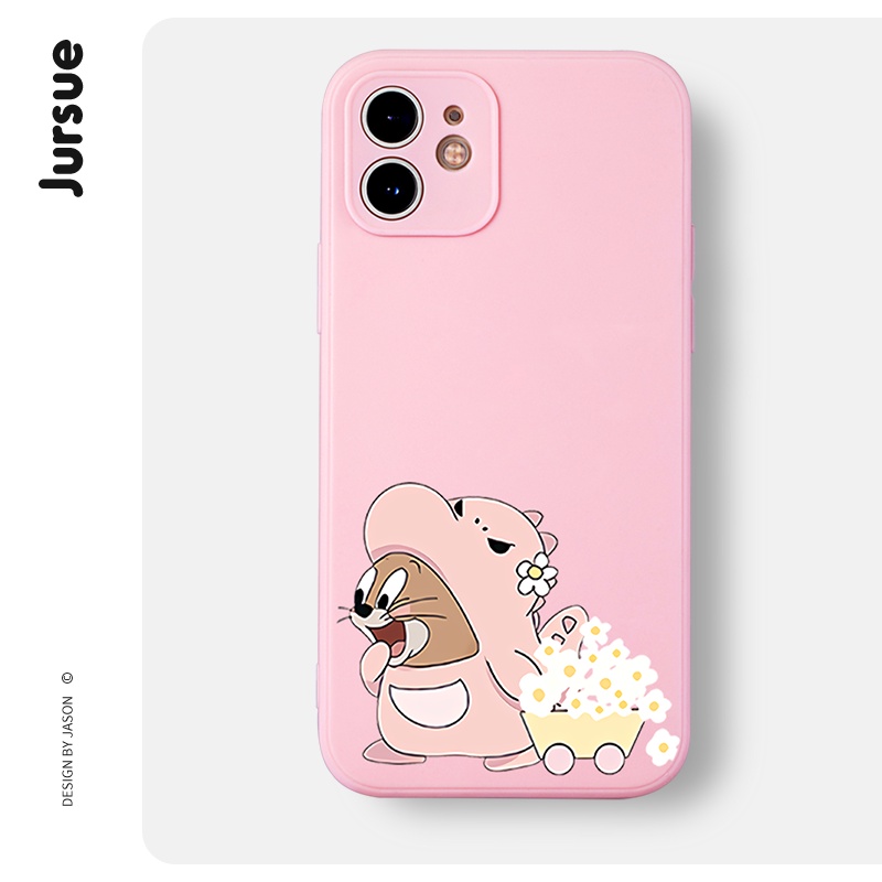 Ốp lưng JURSUE hoạt hình cặp đôi dễ thương đẹp ngộ nghĩnh mềm Cho iPhone 13 12 11 Pro Max SE 2020 X XR XS 8 7 ip 6S 6 Plus kute XYH624