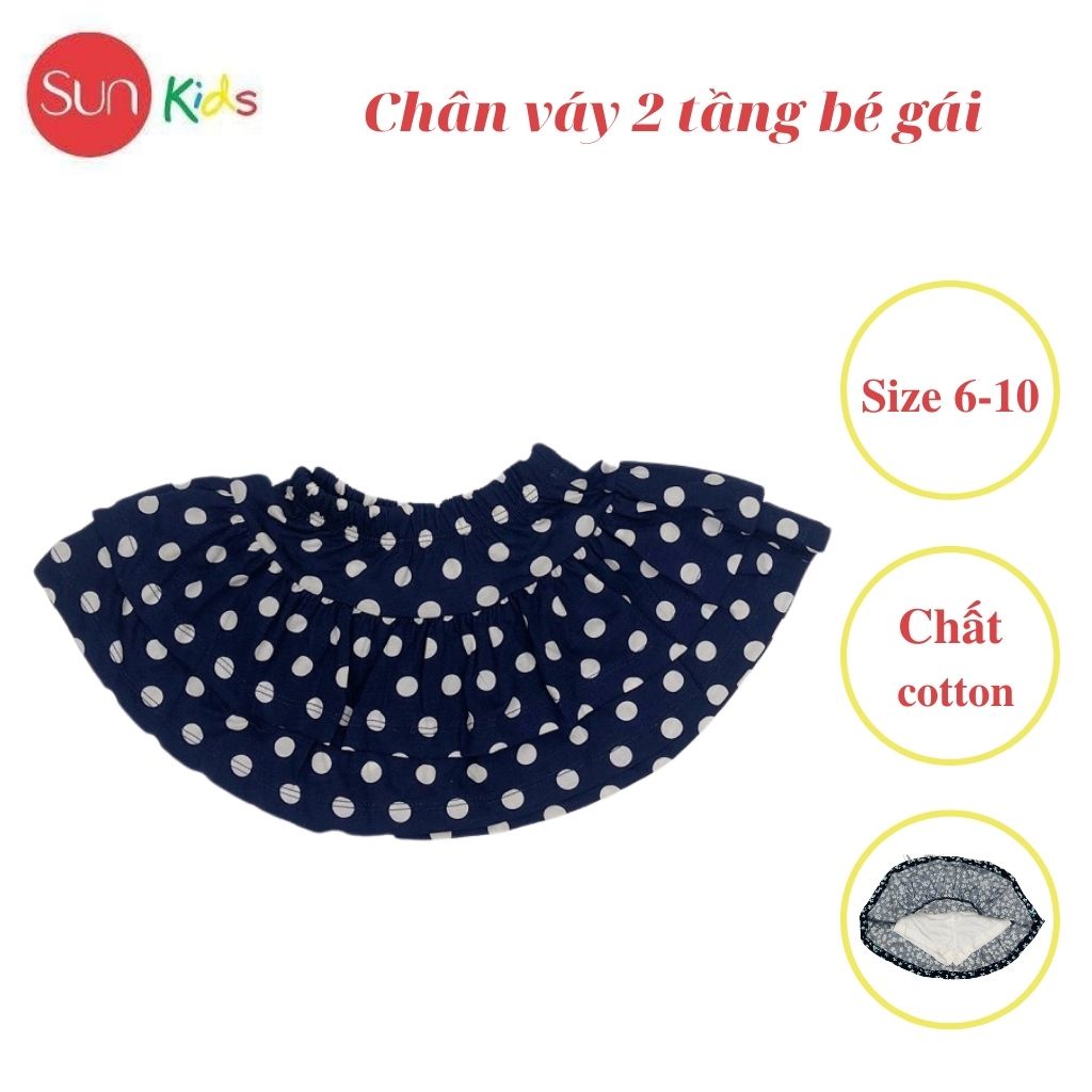 Chân váy cho bé, đầm bé gái 2 tầng, chất cotton, có quần đùi trong, size 6-10 - SUNKIDS