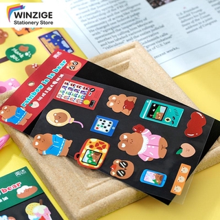 Winzige Sticker Trang Trí Sổ Lưu Niệm Hình Gấu Màu Cầu Vồng